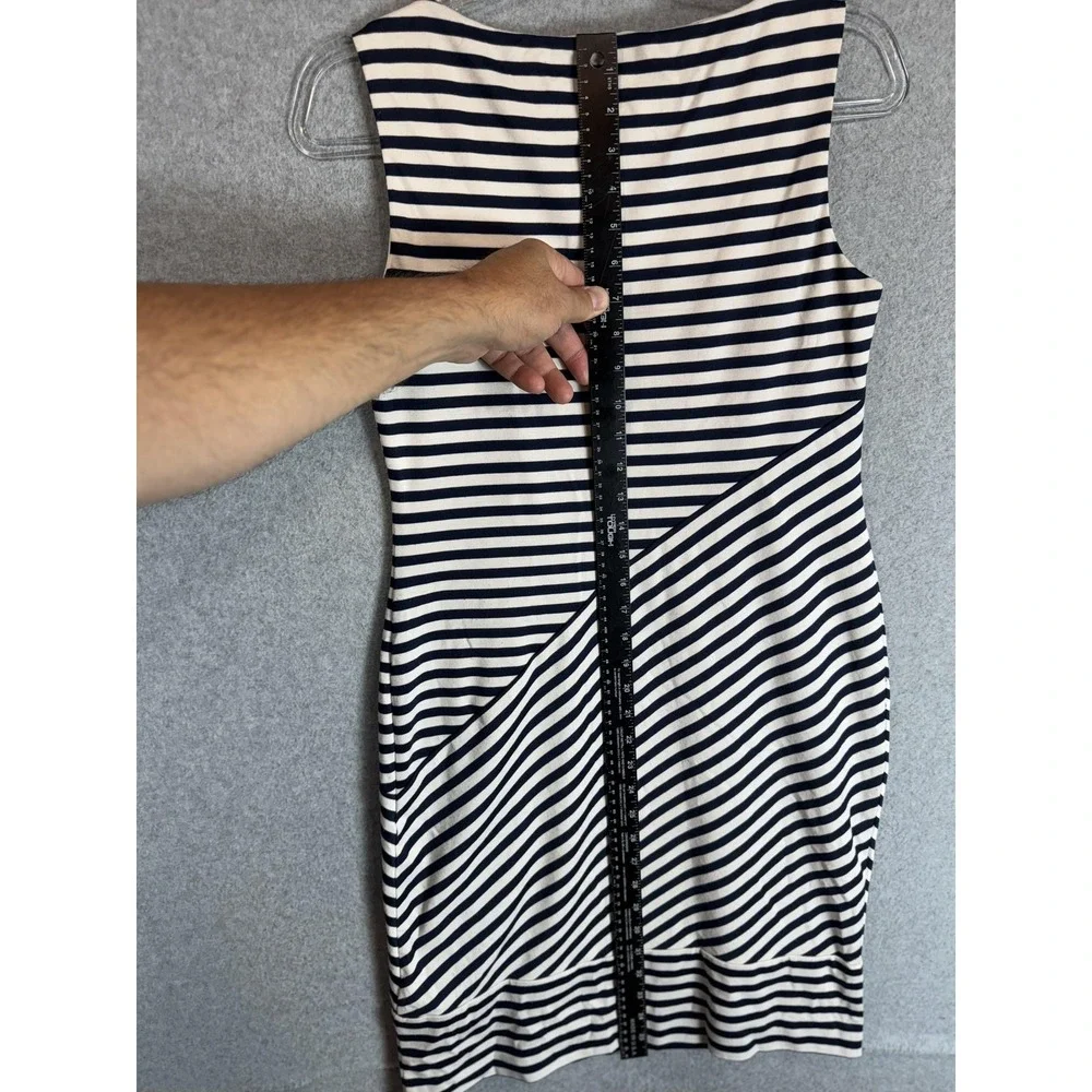 Chaps Dress Womens 6 Navy White Striped Sleeveless Stretch Sheath Classic Career